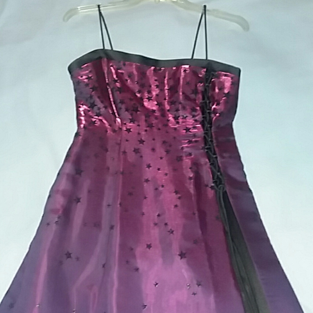 Spaghetti strap side lace formal floor length gown